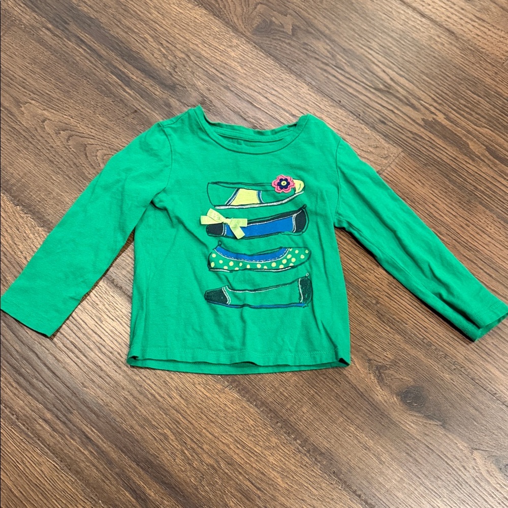 GAP Green Kids Long Sleeve Tee with Shoe Stack Design